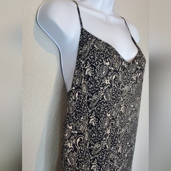💚5/$25 Black & White Boho Print Maxi Slip Dress Size Small Flowy - Picture 4 of 10